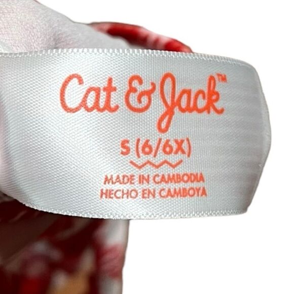 NWT Cat & Jack Red And White Plaid Ruffled Swim Top, Size S (6/6X) - Picture 7 of 7